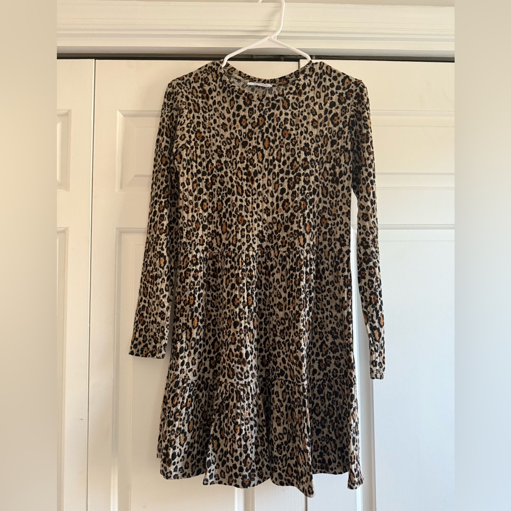 Leopard Print Long Sleeve Dress